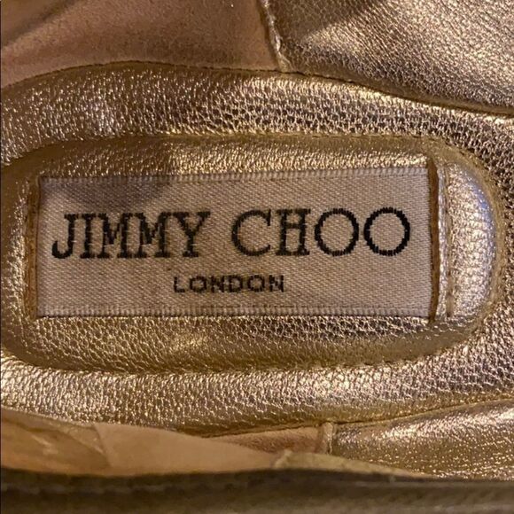 Jimmy Choo Grey Leather Flats w. Silver Grommets - Picture 4 of 7